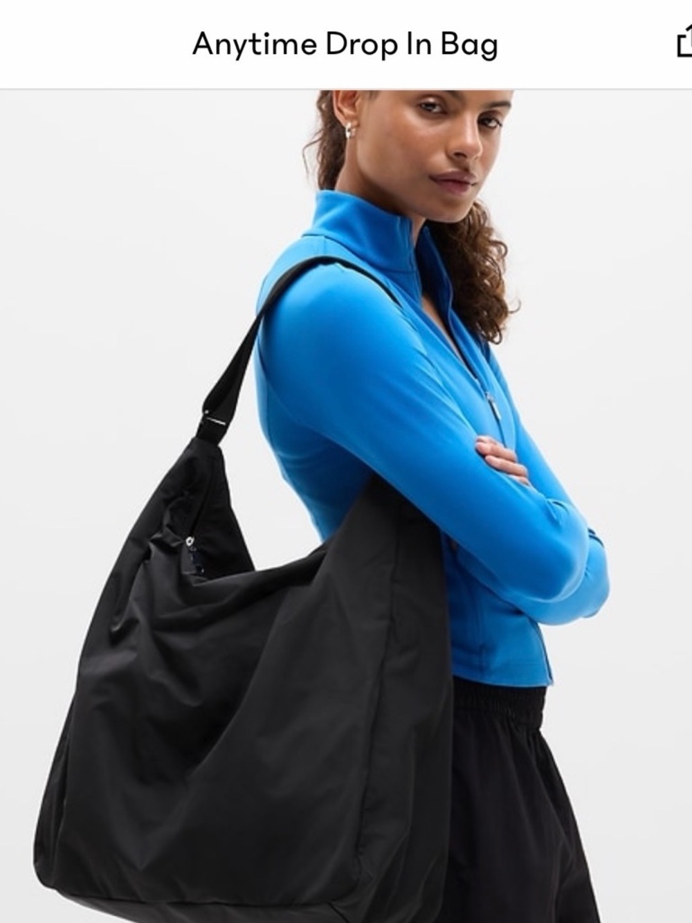 Athleta Black Anytime Drop-In Shoulder Bag- new- never used